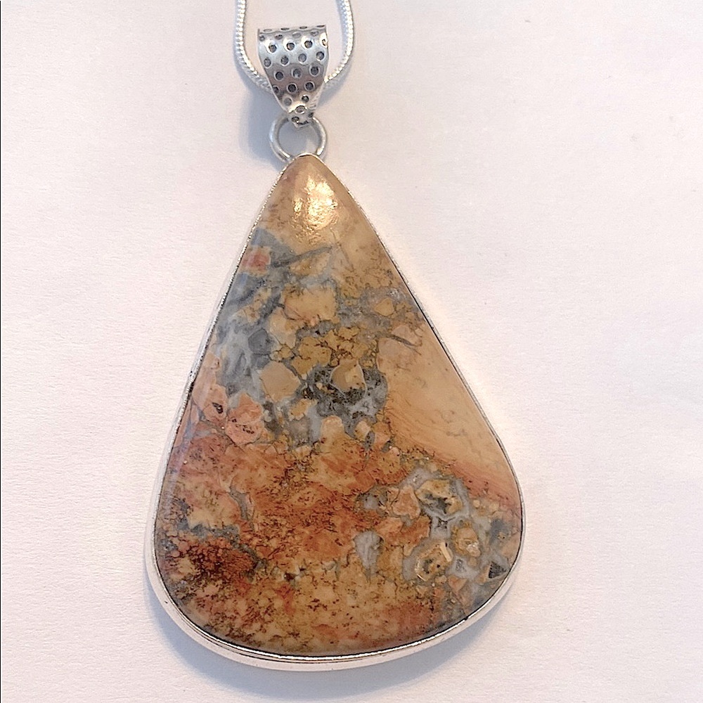 2 inch Maligano Jasper on a silver chain